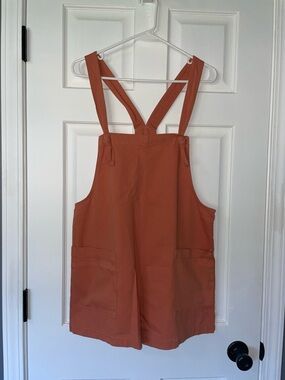 Rust Orange Pinafore Short Overalls